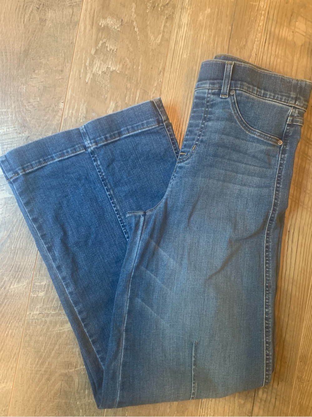 Spanx Seamed Front Wide Leg Jeans Vintage Indigo size elastic waistband - S - Picture 10 of 10
